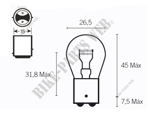 Feux, ampoule 6 volts 17/5W culot S25/BAY15D - 34906-202-670